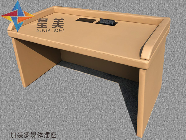 軟包桌子 開孔加多媒體插座